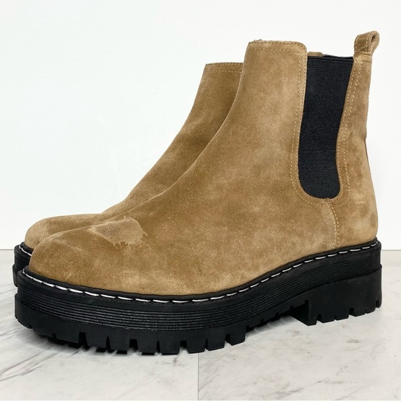 Marc Fisher Padmia Lug Sole Brown Suede Boot 8M - Picture 1 of 13